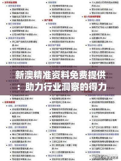 新澳精准资料免费提供:助力行业洞察的得力助手