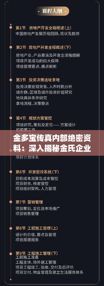 金多宝传真内部绝密资料:深入揭秘金氏企业的财富密码