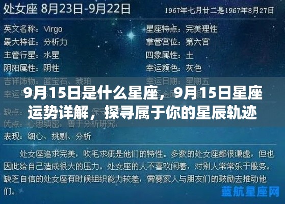 9月15日星座运势揭秘,探寻属于你的星辰轨迹