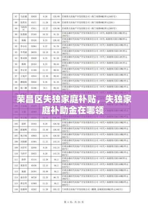 荣昌区失独家庭补贴,失独家庭补助金在哪领