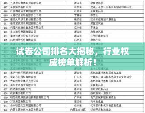 试卷公司排名大揭秘,行业权威榜单解析!