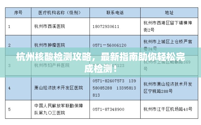 杭州核酸检测攻略,最新指南助你轻松完成检测!