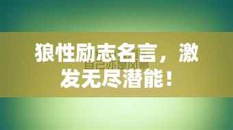 狼性励志名言,激发无尽潜能!