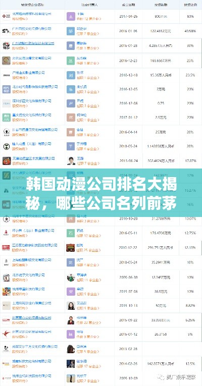 韩国动漫公司排名大揭秘,哪些公司名列前茅?